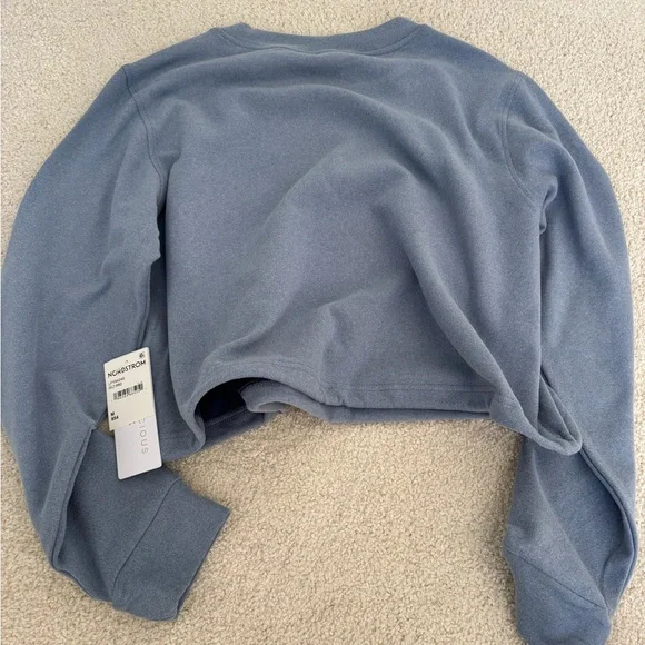 Blue Long Sleeve Crop Top - Picture 5 of 5